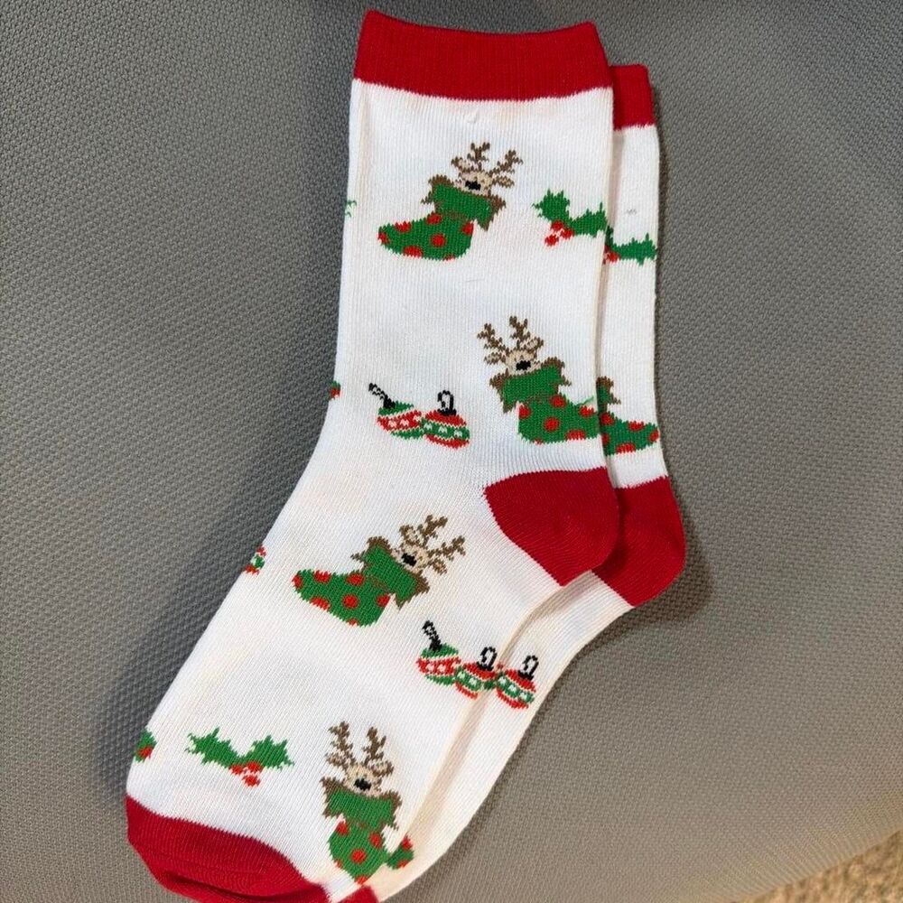 Women's Christmas Socks White/Red-New